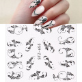Gold Flower Black Butterfly Spring Nail Art Decoration Water Transfer Stickers Decals Sliders Designer Tools Sets for Nail