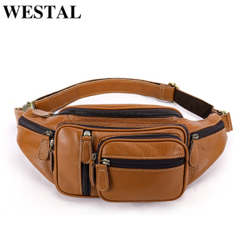 WESTAL Multifunction Money Belt Bag Vintage Men's Waist Bag Genuine Leather Fanny Pack Phone Waist Pack/Bags Messenger Bag Men