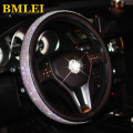 2019 Bling Bling Diamond Rhinestones Crystal Car Steering Wheel Cover PU Leather Auto Accessories Case Car Styling
