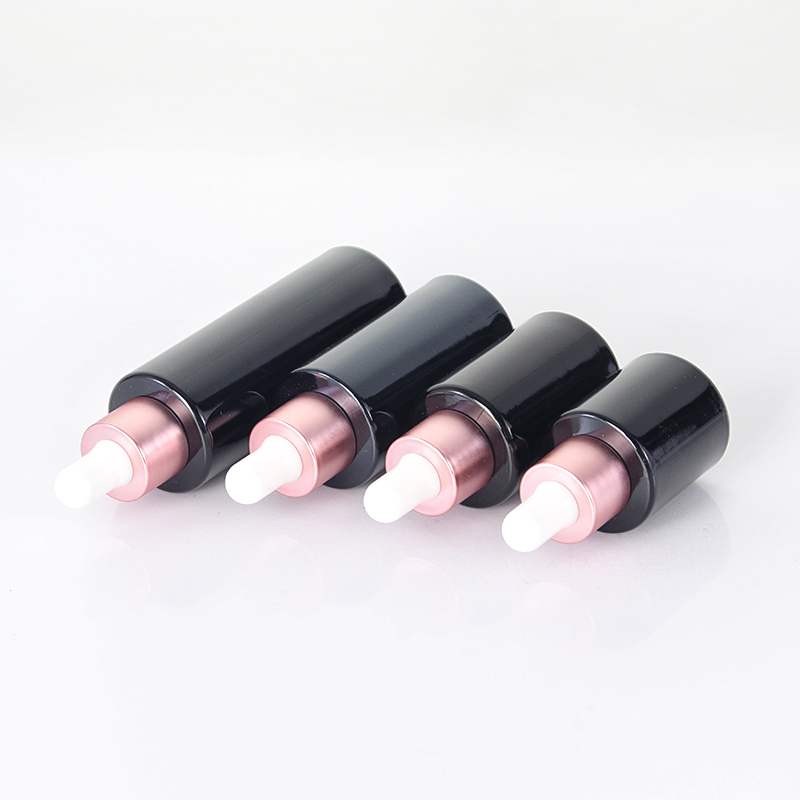 Black Glass Bottle With Rose Gold Dropper3 Jpg