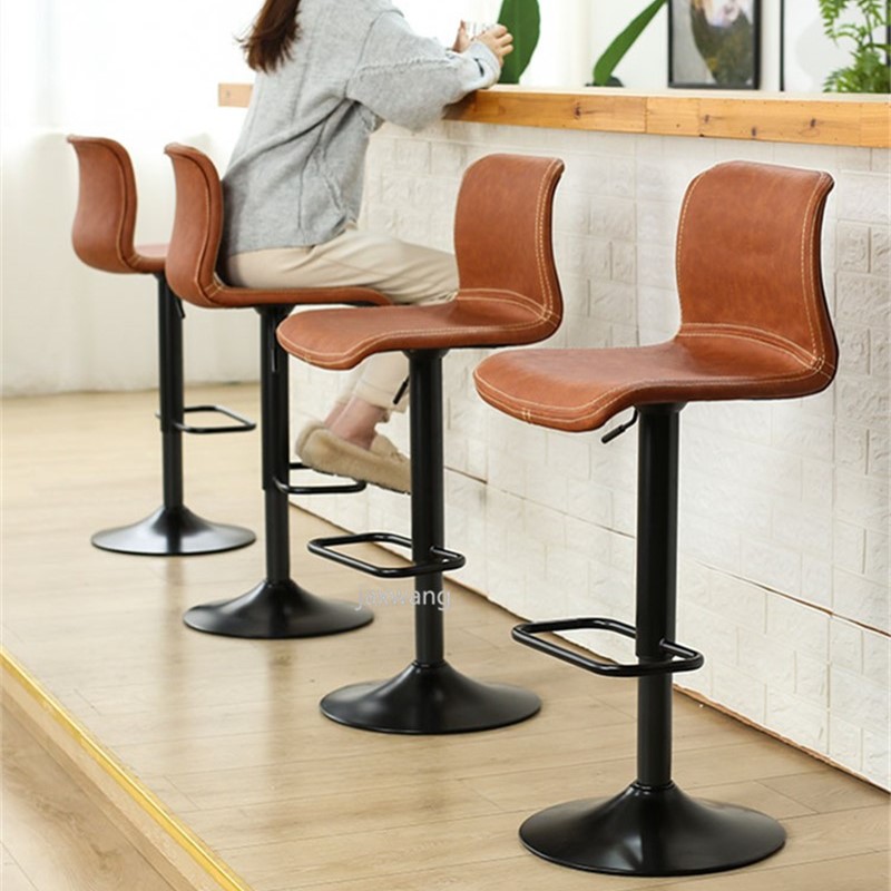 European Stylish Swivel Bar Chairs Lift Adjustable Height Bar Stools Synthetic Leather Rotated Bar Chair Dining Chair