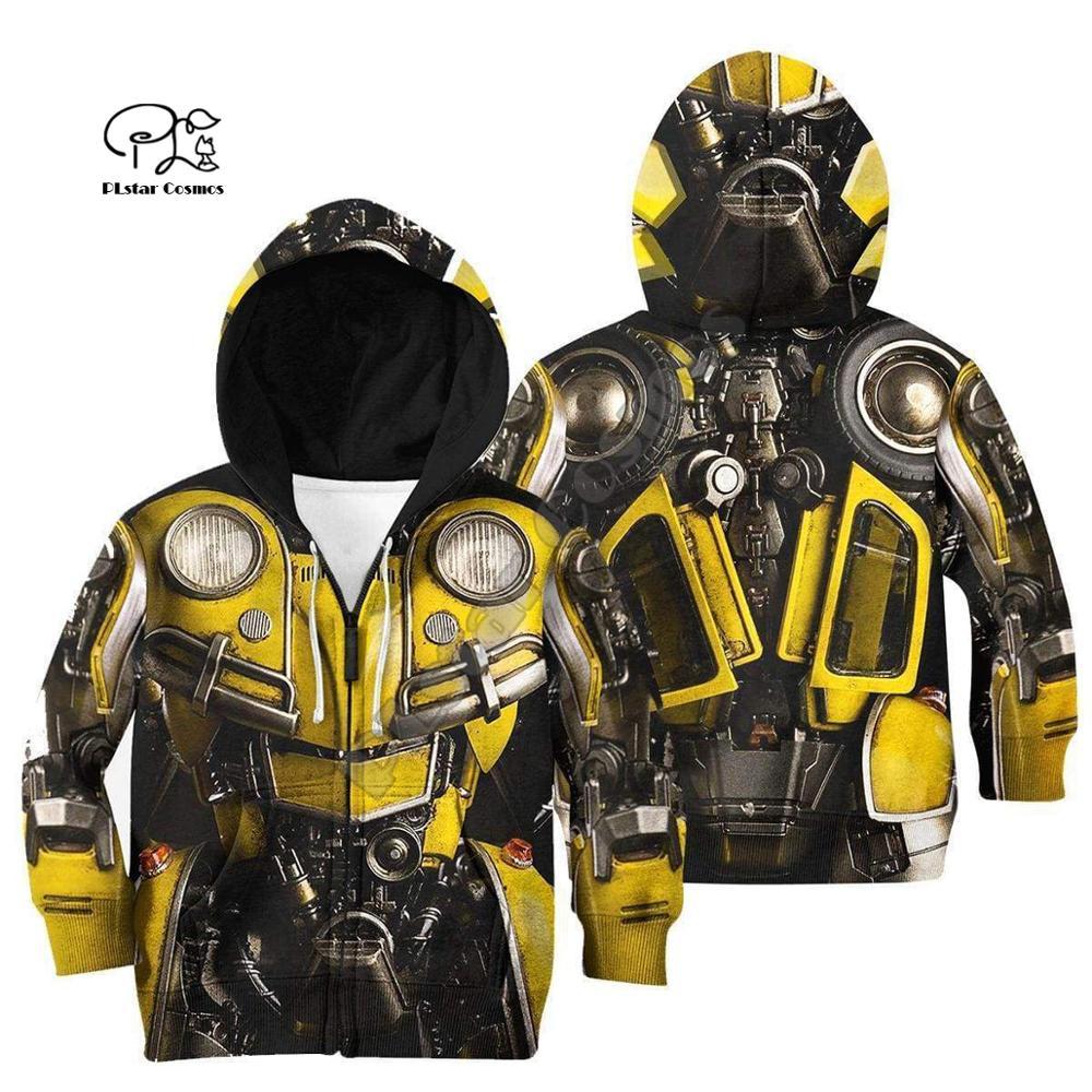 Family matching Outfits Bumblebee armor Suit Kids 3D Print Hoodies mom and daughter chidren boy Sweatshirts/Vest/jacket/t shirts