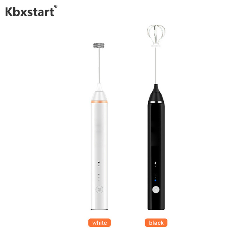 Kbxstart Handheld USB Rechargeable Portable Blender Mixer with 2 Whisk Head Kitchen Mini Blender Milk Frother For Coffee Egg