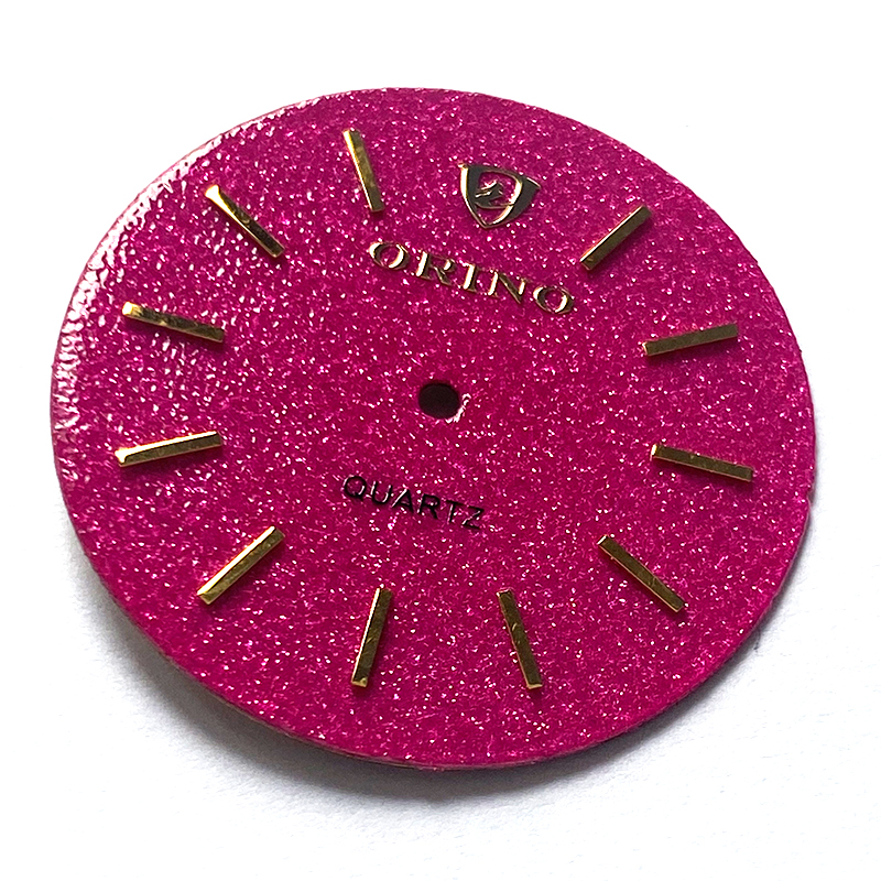 megenta watch dial in sparkling