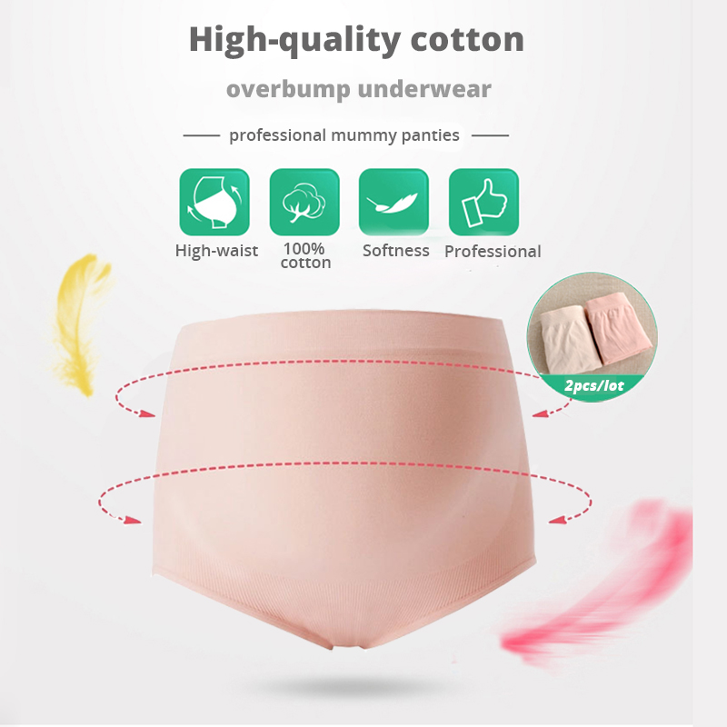 2PCS/Lot High Waist Belly Support Underwear Pregnant Women Maternity Panties Organic Cotton Briefs lingerie Pregnancy Intimates