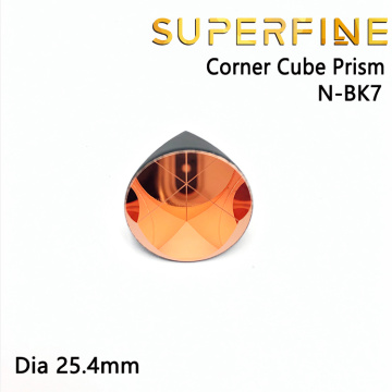 Superfine BK7 copper coated 1inch Corner Cube Prism, Plated 25.4mm Trihedral Retroreflector, 5 arc secs return Beam