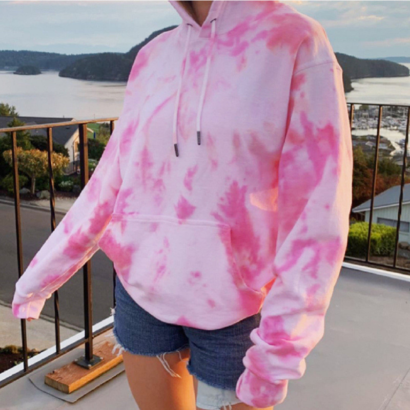 Rainbow Hoodies Women Oversized Pullovers Girls Long Sleeve Hoodies Spring Tie Dye Print Casual Women Sweatshirts Hoddies Tops