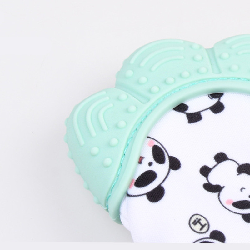 Cartoon Panda Animal Baby Silicone Teething Mitten Glove Infant Squeaky Teether Newborn Chewable Nursing Mittens Teethers