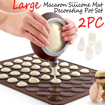 2pc/set Large Macaroon Kit Macaron Silicone Mat Non-Stick Baking Mold Set 48 Capacity Macaron Pot Cake Decorating Supplies