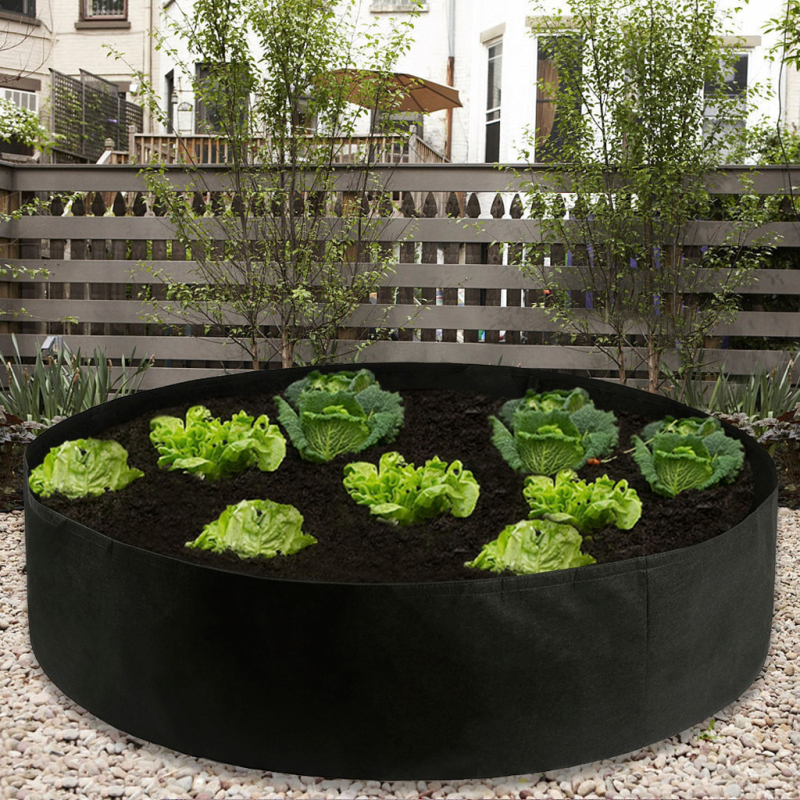 Fabric Raised Garden Bed Round Planting Container Grow Bags Breathable Felt Fabric Planter Pot For Plants Nursery Pot S/M/L