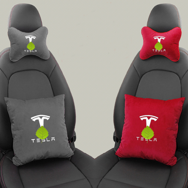1 Pair Car Seat Breathable Neck Pillow + Lumbar Pillow For Tesla Model 3 Model S Model X Accessories Memory Foam Travel Pillow