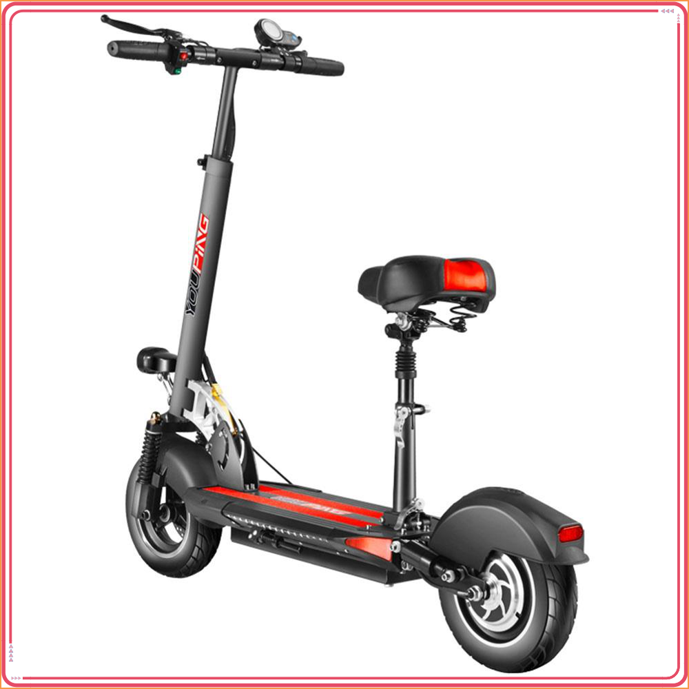 YOUPing Q02 Folding Electric Scooter 500W Motor 18ah 48v 10 InchTire max speed 25km/h max load 150kg Containing Seats BLACK