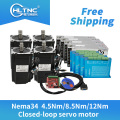 Free shipping 4 set Nema34 Closed-Loop stepper Motor 6A 4.5N.m/8.5Nm/12Nm+2-Phase & HBS860H Hybrid Driver +400w60v power For CNC