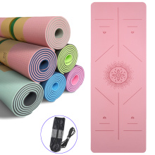 TPE Yoga Mat with Position Line Cushion Non Slip Yoga Novice Odorless Exercise Mat Two-color Fitness Gymnastics Mats 6 mm