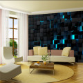 Modern Technology Mural Wallpapers for Office Esports Hall Living Room Wall Paper 3D Blue Light Shining Black Cubes Home Decor