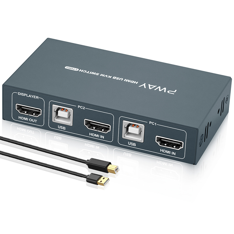 PWAY HDMI KVM Switch 2 Port 4K*2K@30Hz USB Switch KVM VGA Switcher Splitter Box for Keyboard Mouse KVM Switch HDMI VGA