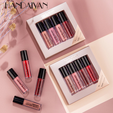 HANDAIYAN 4pcs/Set Liquid Lipstick Lipgloss Set Natural Moisturizer Waterproof Velvet Matte Lip Glosses