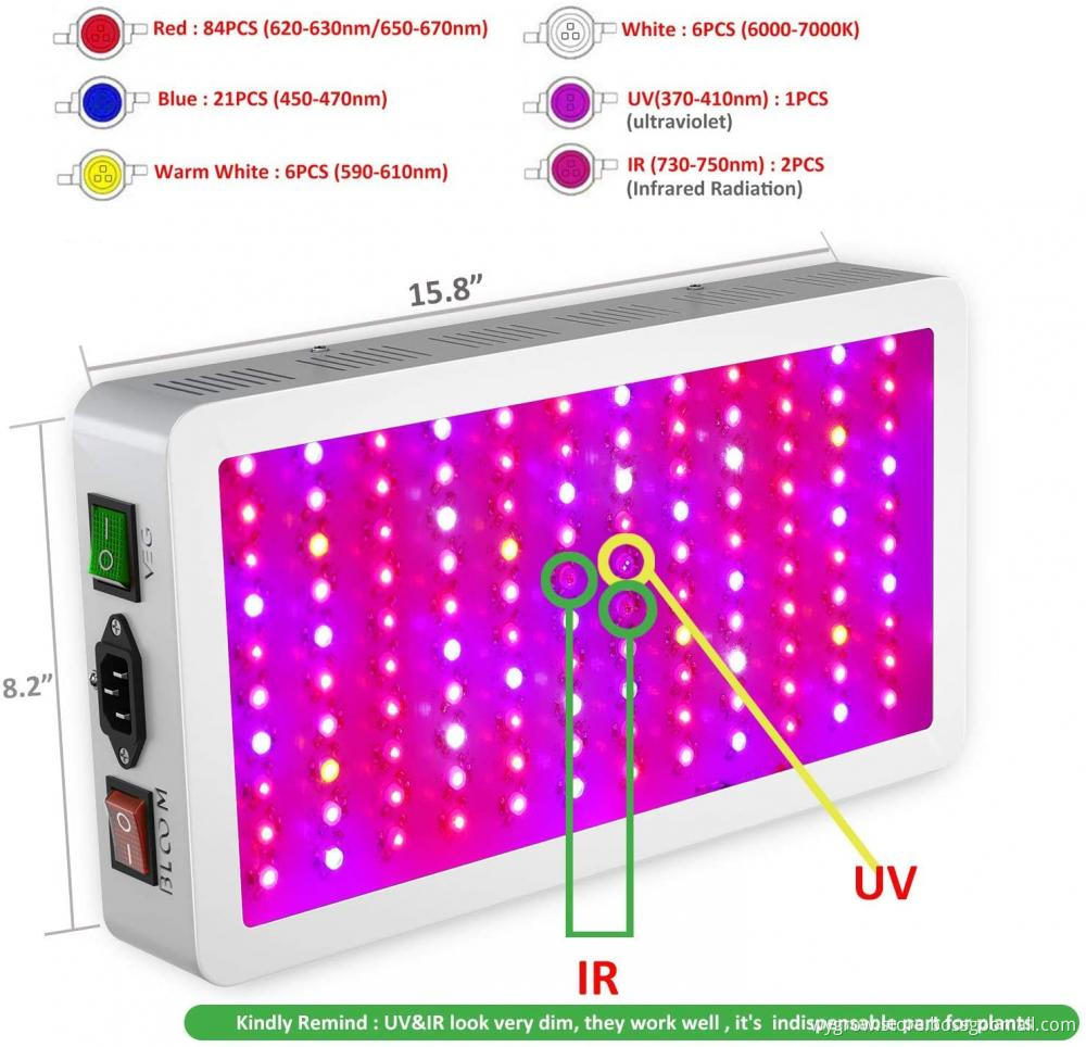 1200W Grow Light Full Spectrum for Indoor Veg/Bloom