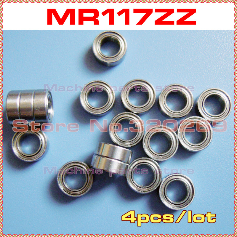 4pcs radial shaft ball bearing MR117ZZ 7*11*3 7x11x3mm metal shield MR117Z ball bearing