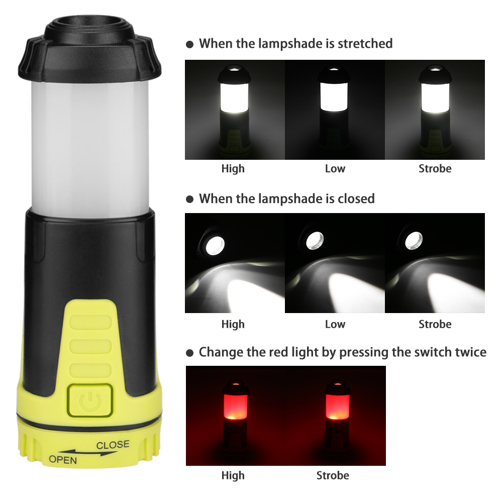 White+Red Light Multifunction Retractable Outdoor Camping Lights LED Flashlight Portable Lantern Mini Tent Light Emergency Lamp