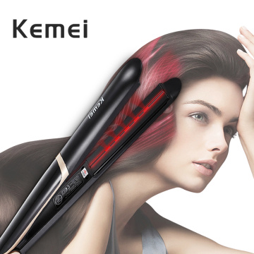 Kemei Hair Straightener Far infrared function Iron Flat Curling Digital Straightening Household Thermostating Styling Tools 40D