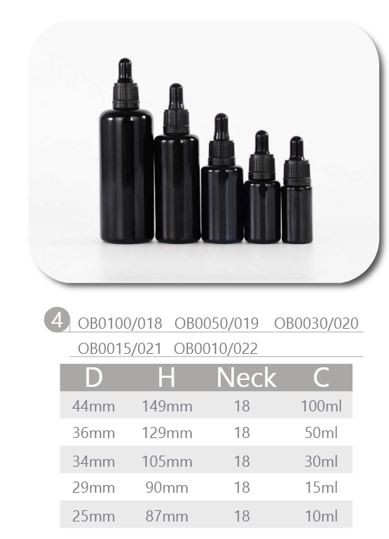 Black bottles with child resistant caps