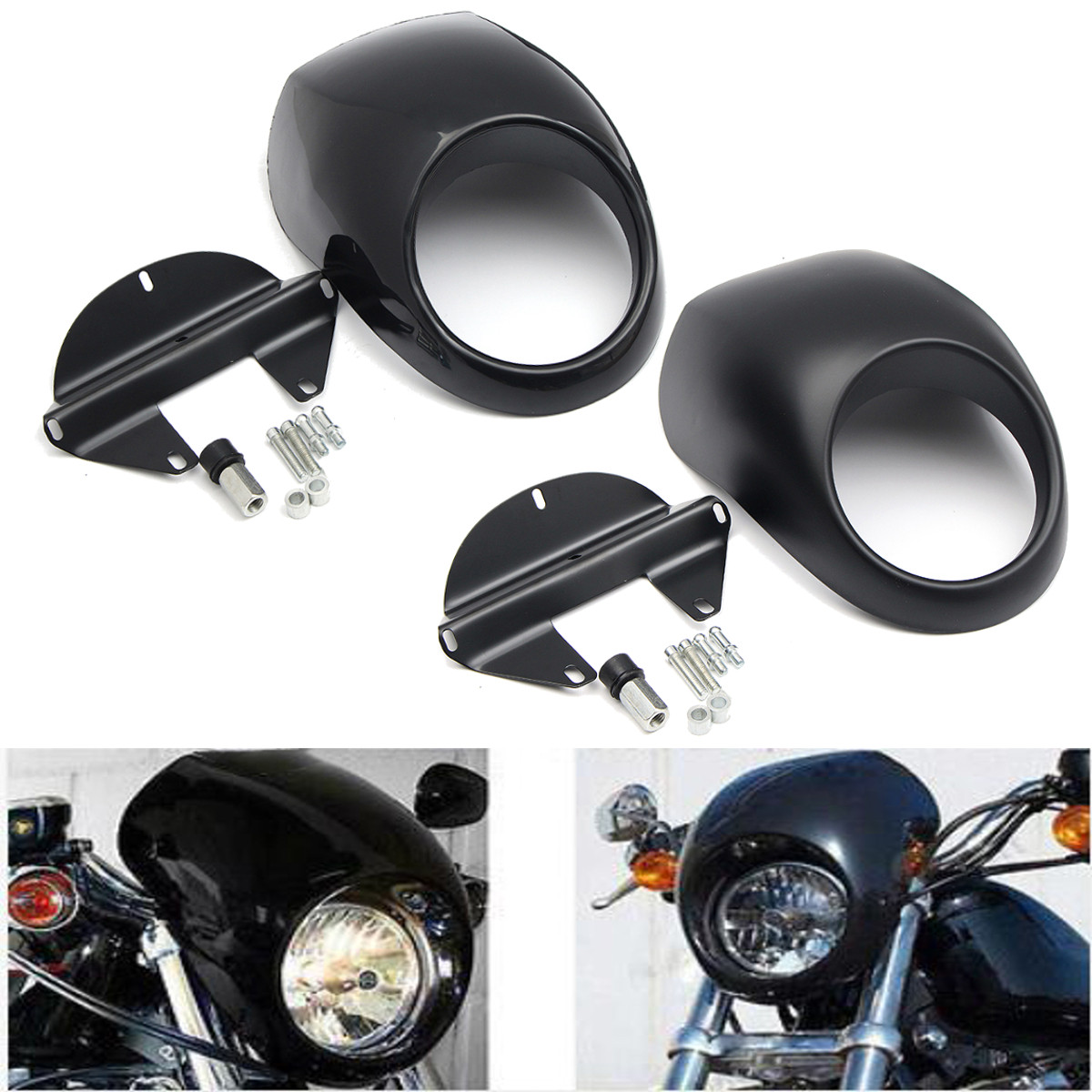 For Harley Sportster Dyna FX XL 883 1200 Motor Accessories Motorcycle Head light Mask Headlight Fairing Front Cowl Fork Mount