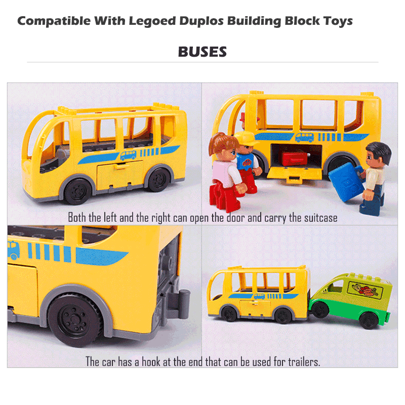 Duplo Car Toys For Children Ambulance Truck Train Fire Truck Aircraft Helicopter Off-Road Vehicle Bulldozer DIY Educational Toys