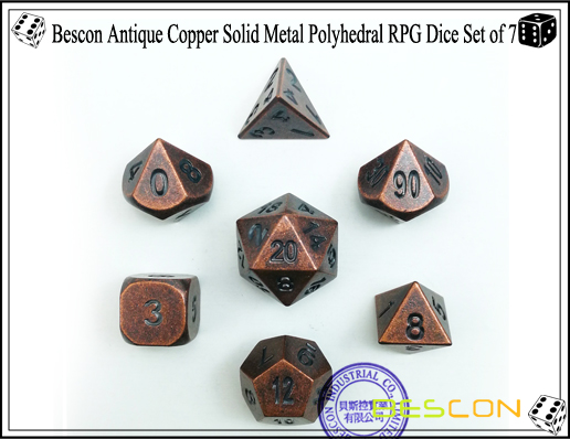 Bescon Antique Copper Solid Metal Polyhedral RPG Dice Set of 7-1