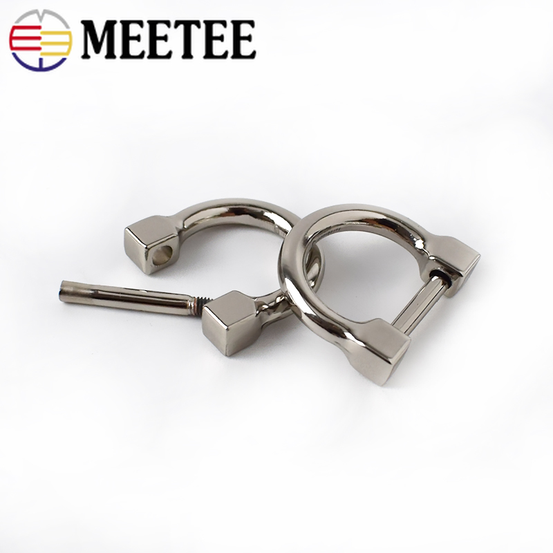 Meetee 13x24mm 4/10pcs Metal D Ring Buckle Bag Strap Clasp Adjustable Screw Luggage Connector Handle Hook Diy Hardware Accessory