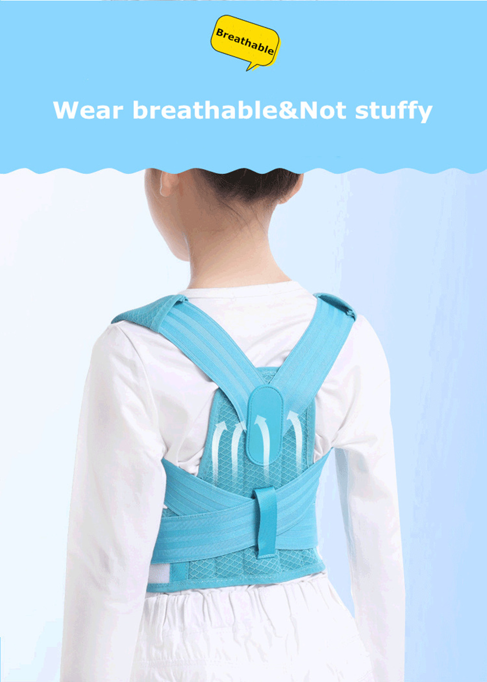 Breathable folded kyphosis correction brace belt for children Back Support Shoulder Belt Children Kyphosis correction