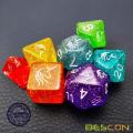 Bescon Unicorns Rainbow Sparkled Polyhedral D&D Dice Set of 7 Colorful RPG Role Playing Game Dice 7pcs Set