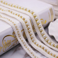 1yards/Lot White Cotton Pearl Beaded Embroidered Fabric Lace Ribbon Lace Fabric Trim Handmade Sewing Supplies Craft Decoration