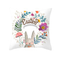 Easter Decoration Pillow Case Cartoon Rabbit Pillowcase Egg Print Cushion Cover Living Room Sofa Backrest Pillow Cushion Cover