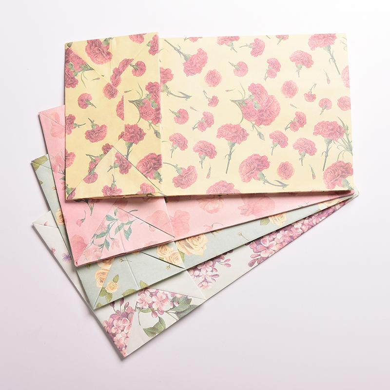 3Pcs/lot 23x13cm Flower Printing Paper Bags Gift Paper Bag Portable Suitable For Party Housing Moving Giftbag Packaging