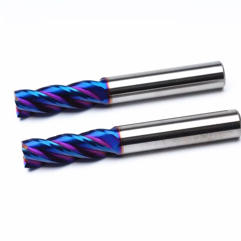 HRC65 tungsten steel milling cutter imported 4 slot stainless steel special carbide milling cutter CNC flat bottom long end mill