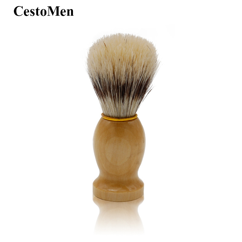 CestoMen Beard Foam Wet Shaving Brush 100% Boar Bristle Wood Handle Facial Hair Cleaning Beard Razor Brush Men's Grooming Tools