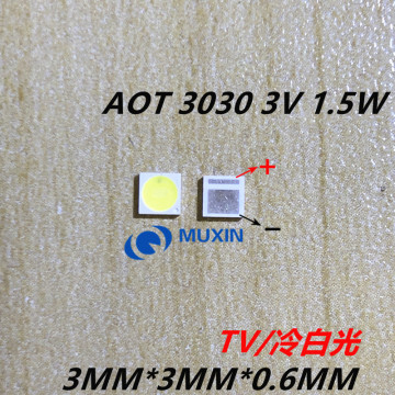 AOT Backlight High Power LED 1.5W 3V 3030 94LM Cool white LCD Backlight for TV Application EMC 3030C-W3C3 50PCS