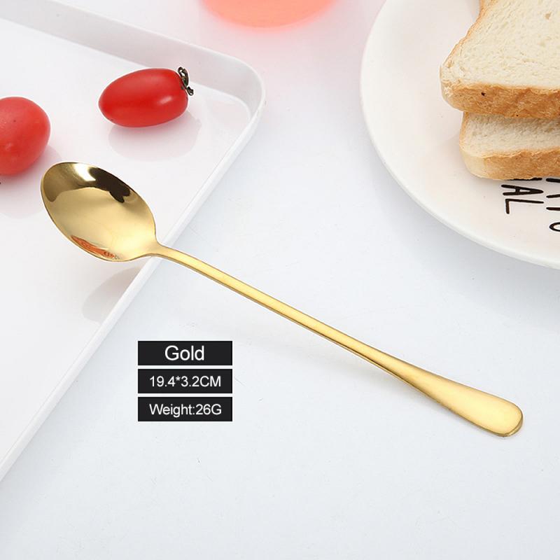 Hot! Colorful Long Handle Spoon Stainless Steel Coffee Tea Spoons Tip Head Tableware Beauty Mugs Spoons Soup Spoon Kitchen Tools