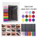 HANDAIYAN 12 Color Matte Liquid Eyeliner Set Waterproof Eye Liner Pen Sexy Charming Long Lasting Eyes Makeup TSLM1