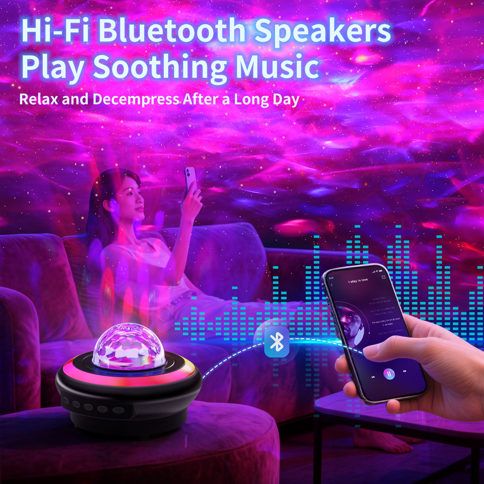 Camping Portable Music Projection Lamp