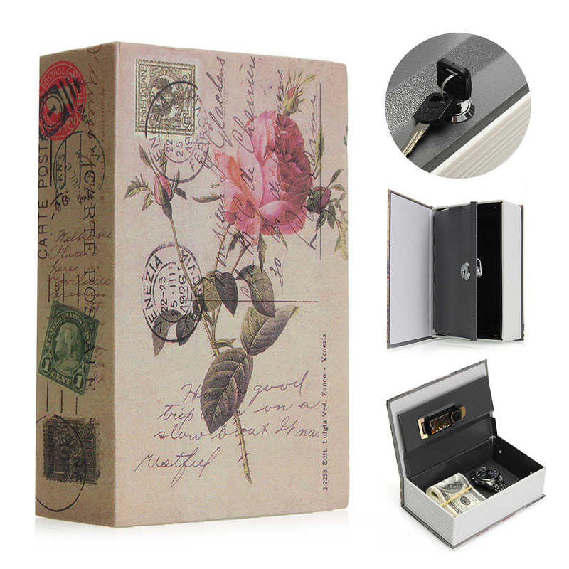 Book Safes Fun Simulation Key Lock Book box Metal Steel Cash Secure Secret Hidden Piggy Bank Storage Box (Size 18*11.5*5.5cm)