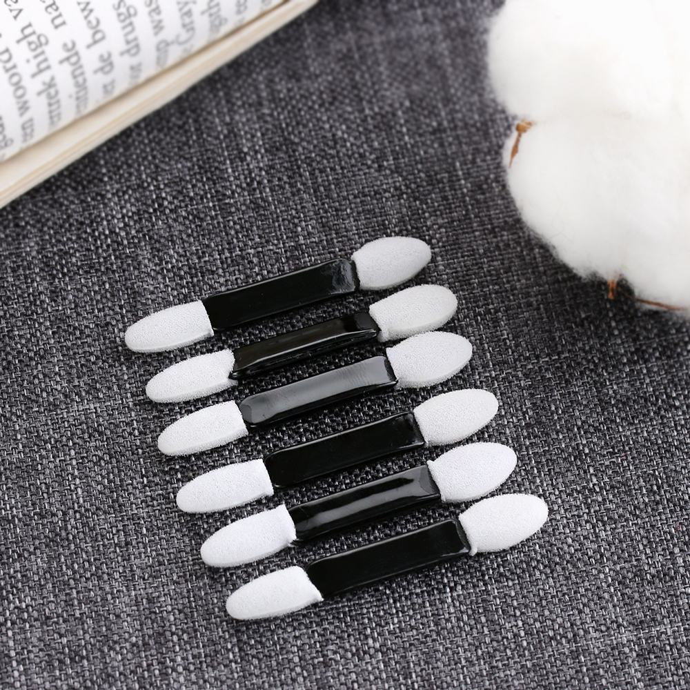 50Pcs New Professional Portable Eye Shadow Brush Applicator Double Foam Head Disposable Eyeliner Stick Cotton pad Makeup Tool