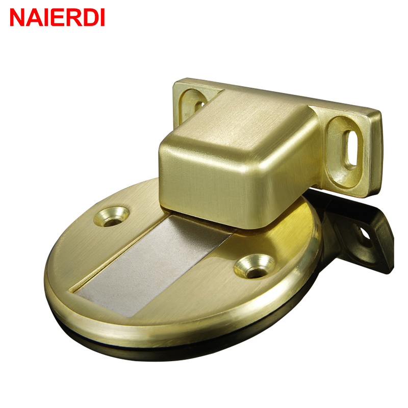 NAIERDI Door Holder Catch Zinc Alloy Casting Floor-Mounted Magnetic Door Stopper Door Stops Floor Suction For Furniture Hardware