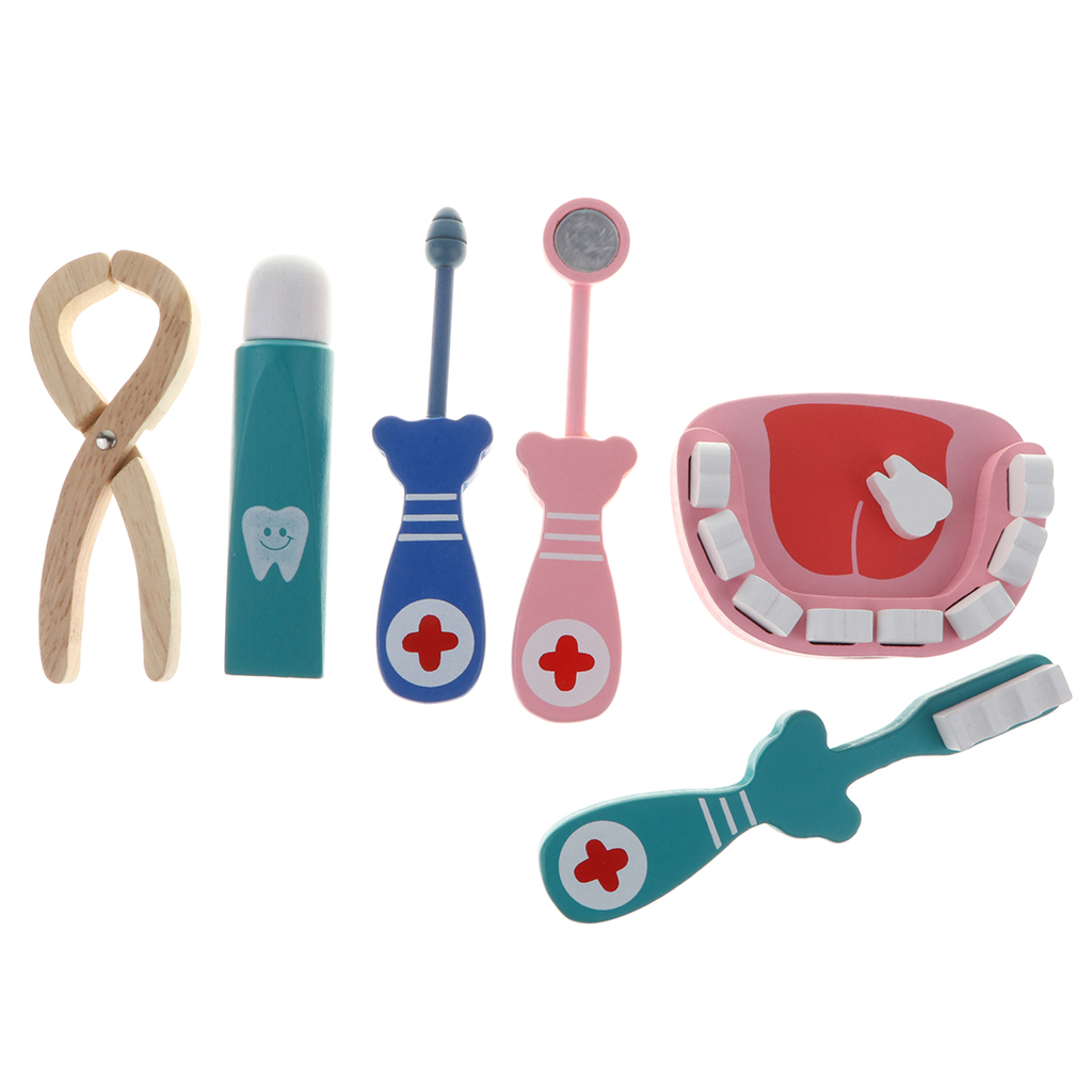 Fun Doctor & Nurse Medical Kit Toy Dentist Role Pretend Play Wooden Gadgets Tools Props Set Kids Gifts Toys