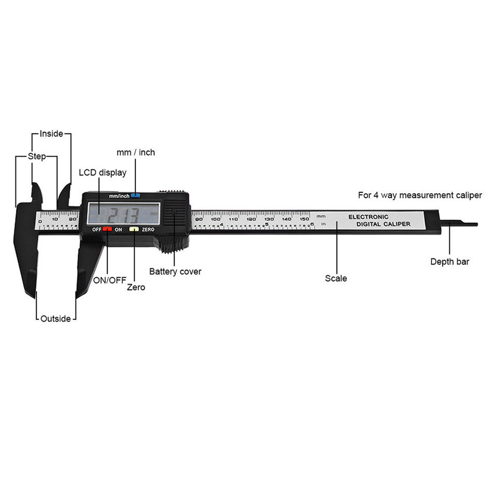 FGHGF 150mm 6inch Caliper Digital Calipers Scale Ruler Measuring Tools Digital Depth pachometer Gauge Vernier Micrometer