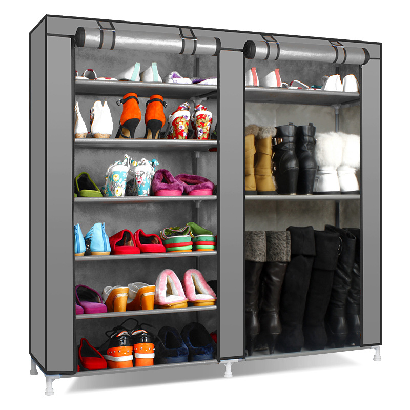Actionclub Double Rows Large Capacity Shoes Rack Space Saver Non-woven Cloth DIY Shoes Organizer Shelf In The Hallway