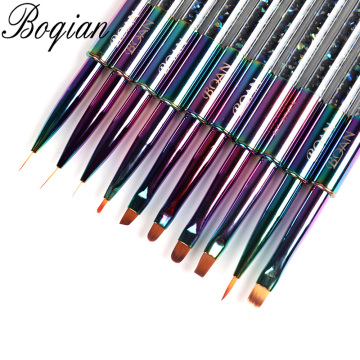 BQAN 1pcs Rainbow Nail Brush Gel Brush Manicure Acrylic UV Gel Extension Pen For Nail Polish Painting Drawing Brush Paint Tools