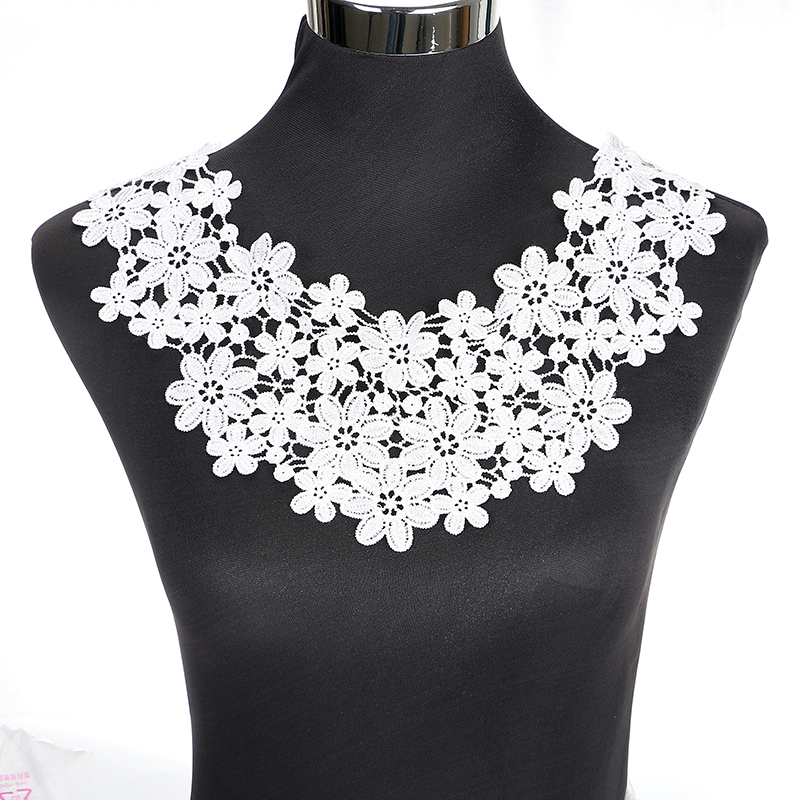 1Pcs White Fine Venise Lace Fabric Dress Applique Blouse Sewing Trims DIY Neckline Collar Costume Decoration Accessories