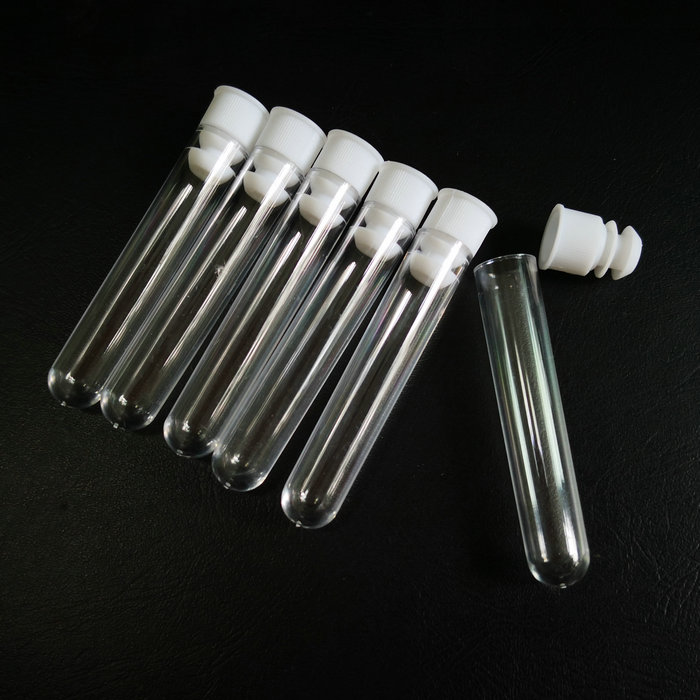 100pcs/lot 12x60mm Lab Round Bottom Plastic Test Tubes With white Color Caps School Labware Supplies